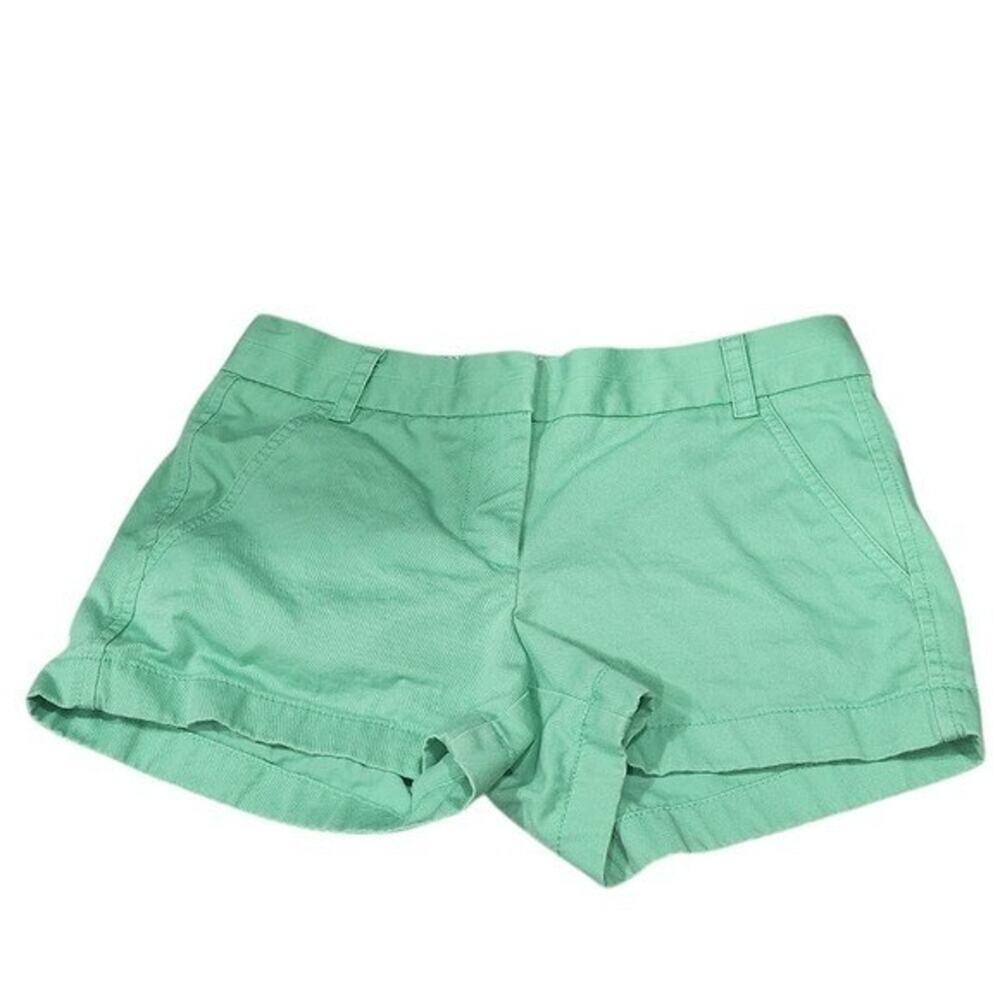 J.Crew Womens Mint Green Cotton Chino Shorts Size 0 Style 61456 Summer Preppy